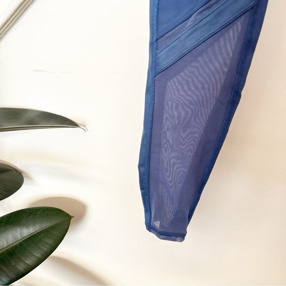 Alo Yoga High Waist Epic Leggings Mesh Panel Blue Activewear Athleisure Sz S - Picture 5 of 9